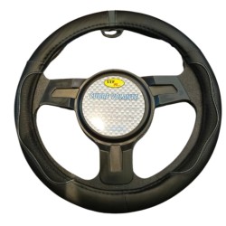 CUBRE VOLANTE NEGRO CON VIRA GRIS 
