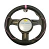 CUBRE VOLANTE NEGRO CON VIRA ROSA 