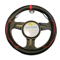 CUBRE VOLANTE NEGRO CON VIRA ROJA