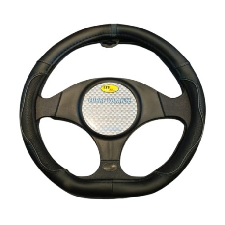 CUBRE VOLANTE BASE RECTA NEGRO CON VIRA GRIS