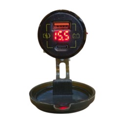 CARGADOR 1P USB/1P C + VOLTIMETRO